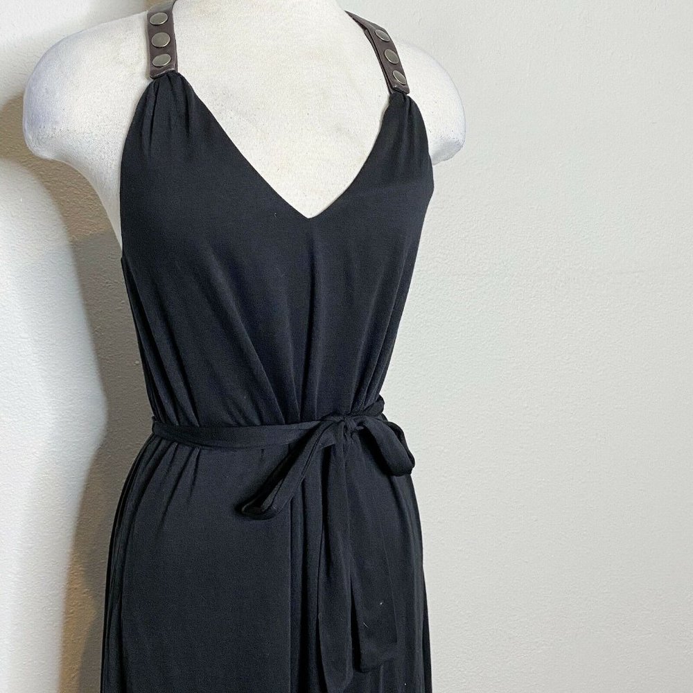 Hunter Dixon Black Midi Racerback V-Neck Dress - Picture 3 of 7
